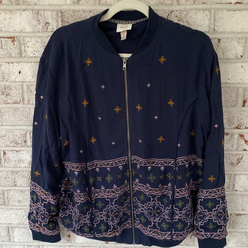 Knox Rose Women's Full Zip Decorative Jacket Size Large